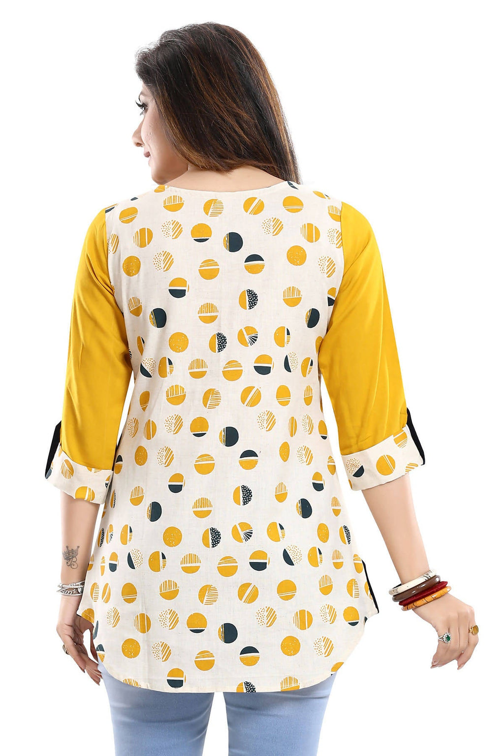 Snehal Creations Cotton Printed Apple-Cut Short Tunic - Distacart