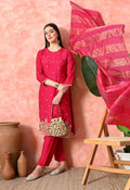 Joban Fashion Rani Premium Pure Viscose Print Dola With Handwork Kurta Set
