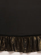 Ahalyaa Women's Black Georgette Ruffles Ready to Wear Saree