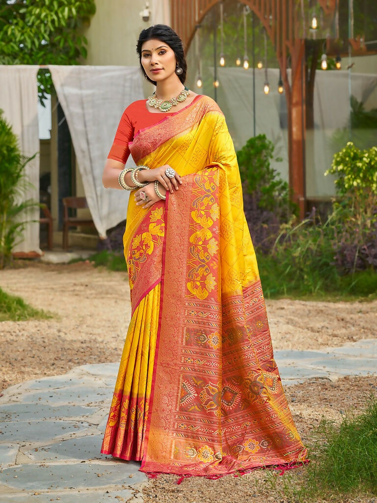 Shree Shyam Fashion Yellow Soft Silk Saree - Distacart
