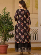 The52 Black Women's Gorgeous Embroidered Chinon Fabric Straight Kurta Palazzo and Dupatta Set - Distacart