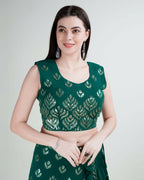 Green Georgette Sequence Embroidered Lehenga Choli with Dupatta - Tanya