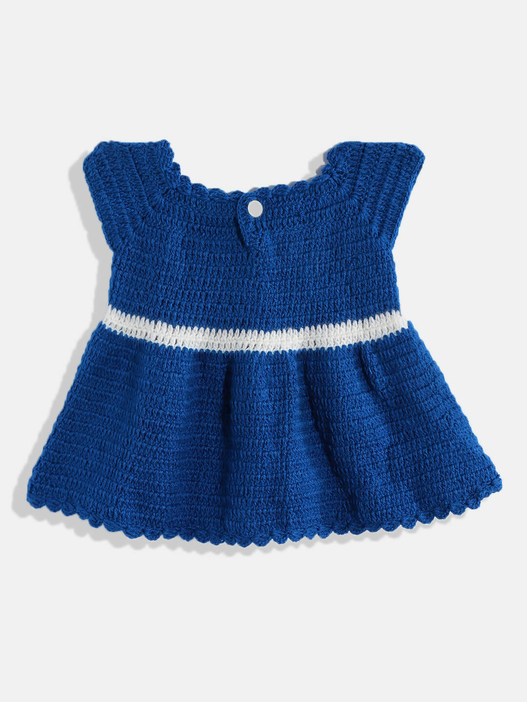 ChutPut Hand knitted Crochet Wool Queen Dress For Baby Girls - Blue