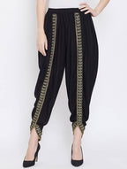 Indian Clothing Cheera Women’s Black Dhoti With Golden Lace