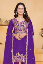 Teeya Creation Purple Color Chinon Silk Party Wear Punjabi Dhoti Suit - Distacart