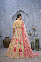 Kesar Fab Chiku Organza Embroidered Lehenga