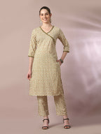Myshka Women's Multi Printed Cotton Straight Party Kurta Set