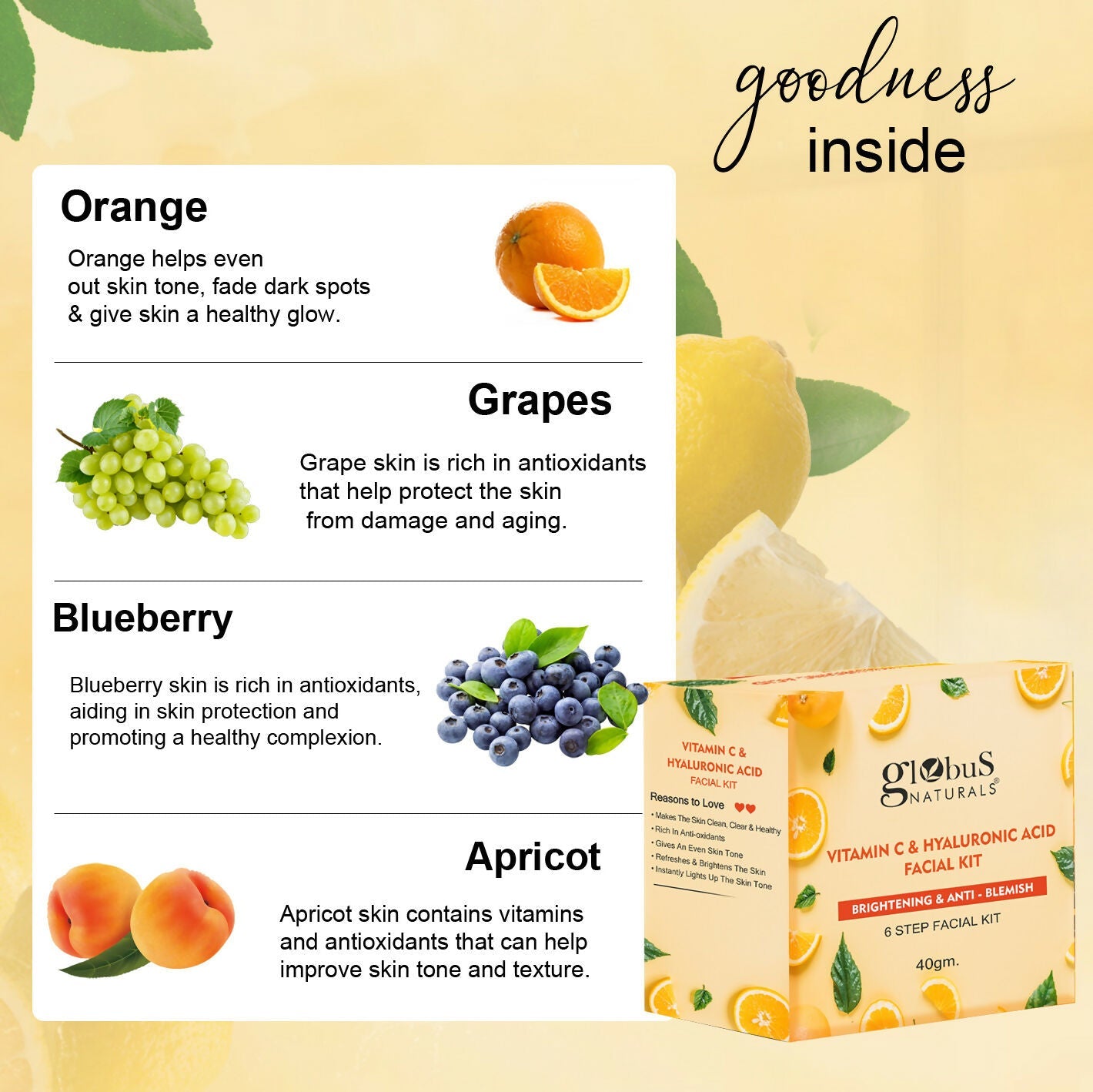 Globus Naturals Vitamin C & Hyaluronic Acid Facial Kit - Distacart