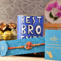 Krishna Raag Rakhi & Chocolate Dipped Khajoor Laddu Combo