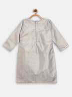 Ahalyaa Poly Silk Gold Printed Straight Kids Kurta With Palazzo For Girls