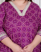 Miravan Plus Size Women Cotton Magenta Gota Lace And Embroidered Anarkali Kurta - Distacart