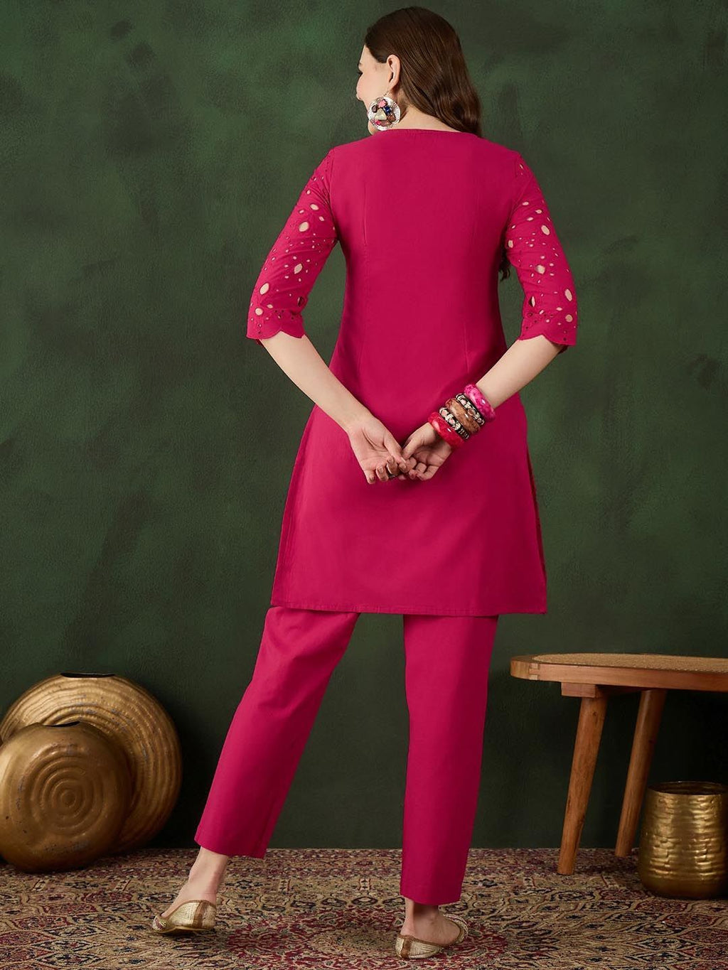 Sangria Embroidered Pure Cotton Kurta & Trouser