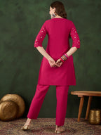 Sangria Embroidered Pure Cotton Kurta & Trouser