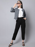 Even Apparels Grey Pure Wool Open Front Statement Jacket