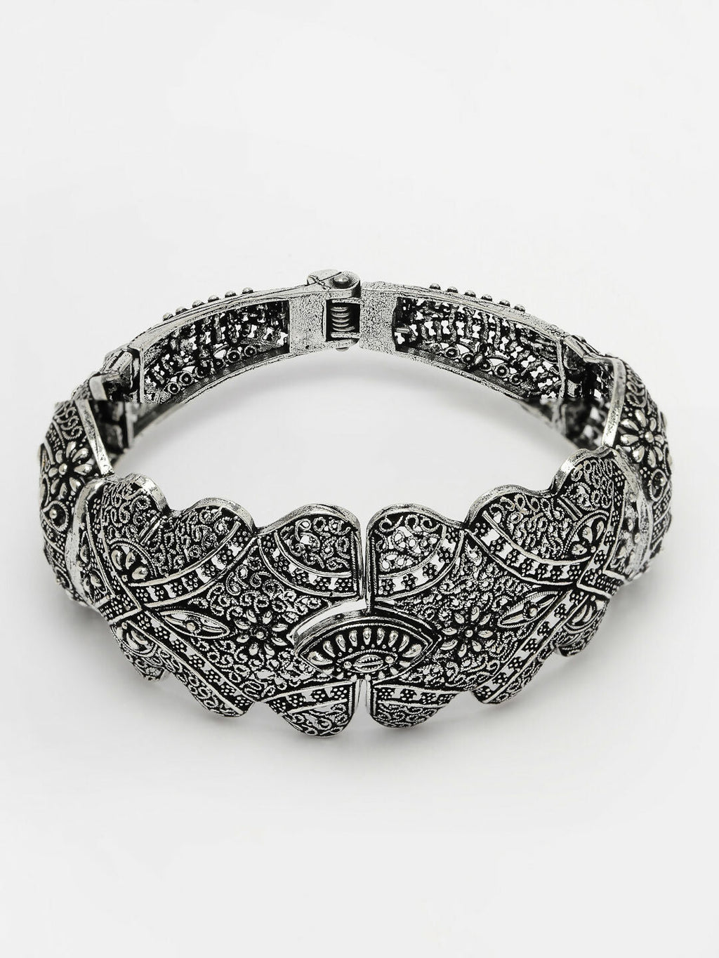 NVR Women's Silver-Toned German Silver Oxidised Kada Bangle - Distacart