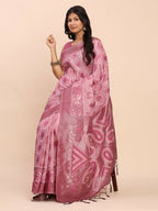 Shree Shyam Fashion Linen Cotton Light Pink Saree - Distacart