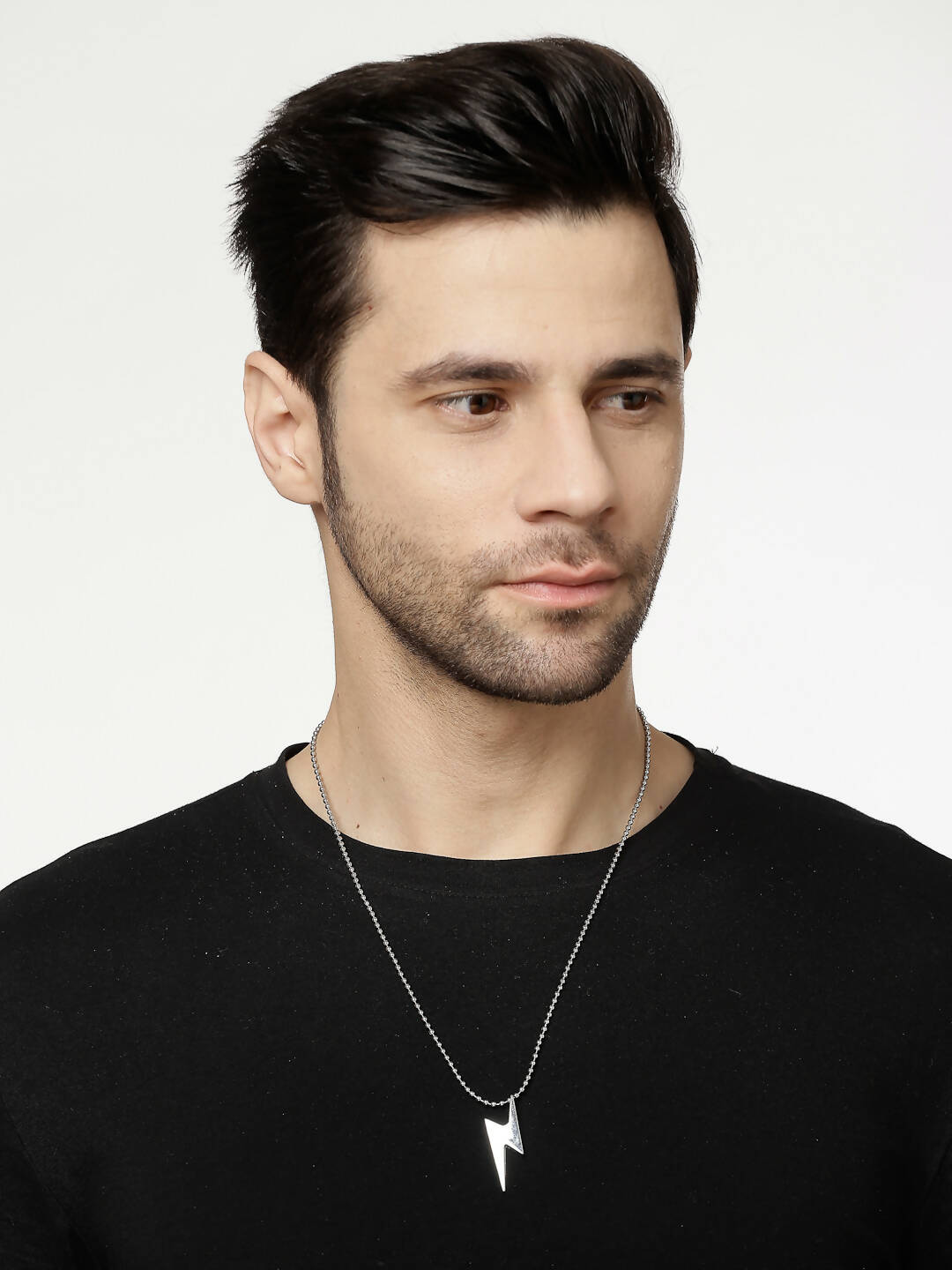 NVR Men Silver Plated Flash Pendent With Chain