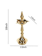 CraftVatika Gold-Toned Brass Kerala Diya Oil Lamp Stand