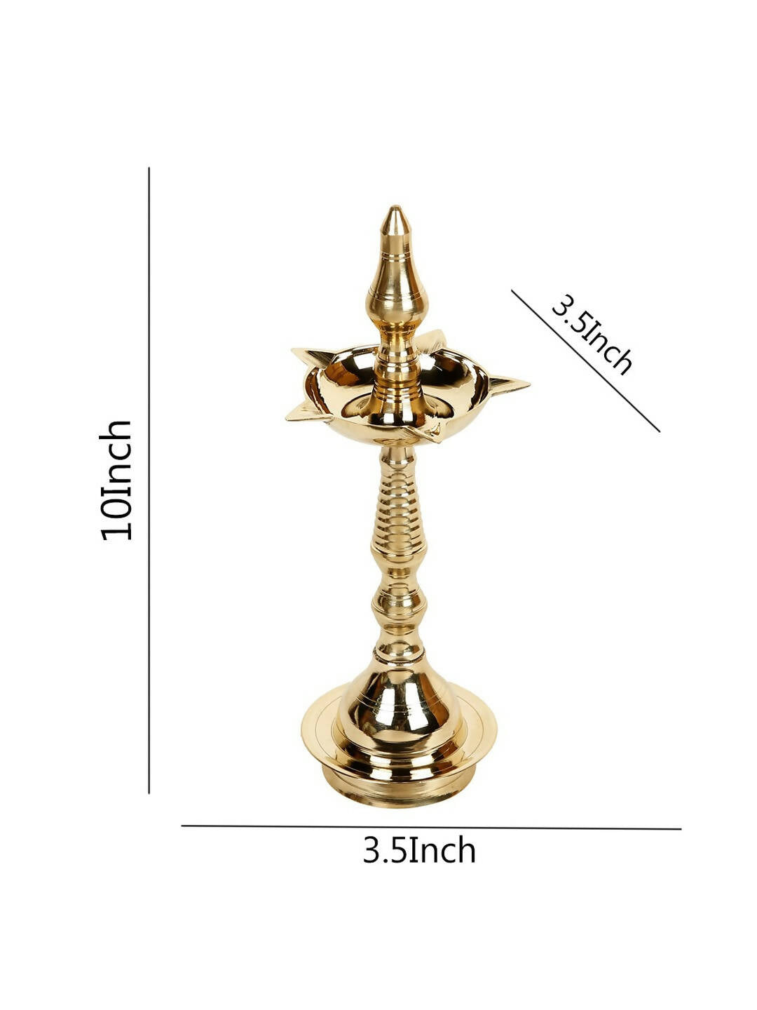 CraftVatika Gold-Toned Brass Kerala Diya Oil Lamp Stand