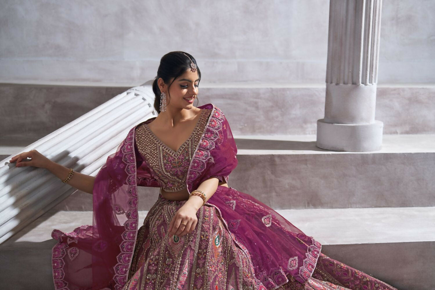 Kesar Fab Purple Banarasi Silk Hand_Woven Lehenga