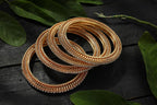 Mominos Fashion Kamal Johar White Stone Golden Bangles Set