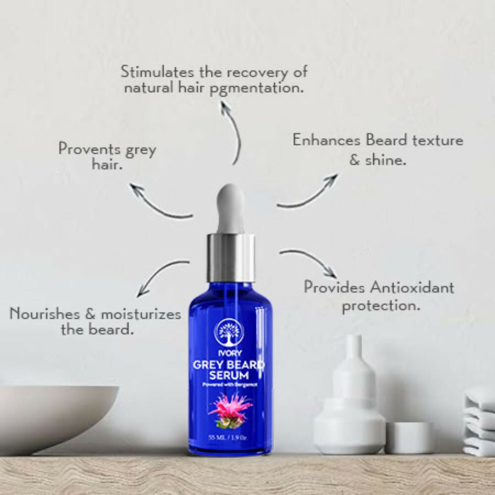 Ivory Natural Greys Beard Serum Restore Natural Black Color Of Grey White Beard - Distacart