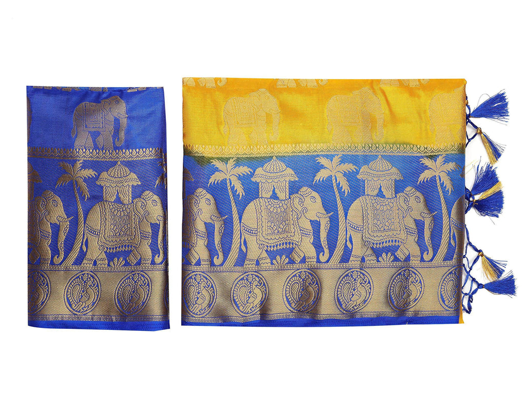 Mimosa Women's Gold Kanjivaram Art Silk Saree - Distacart