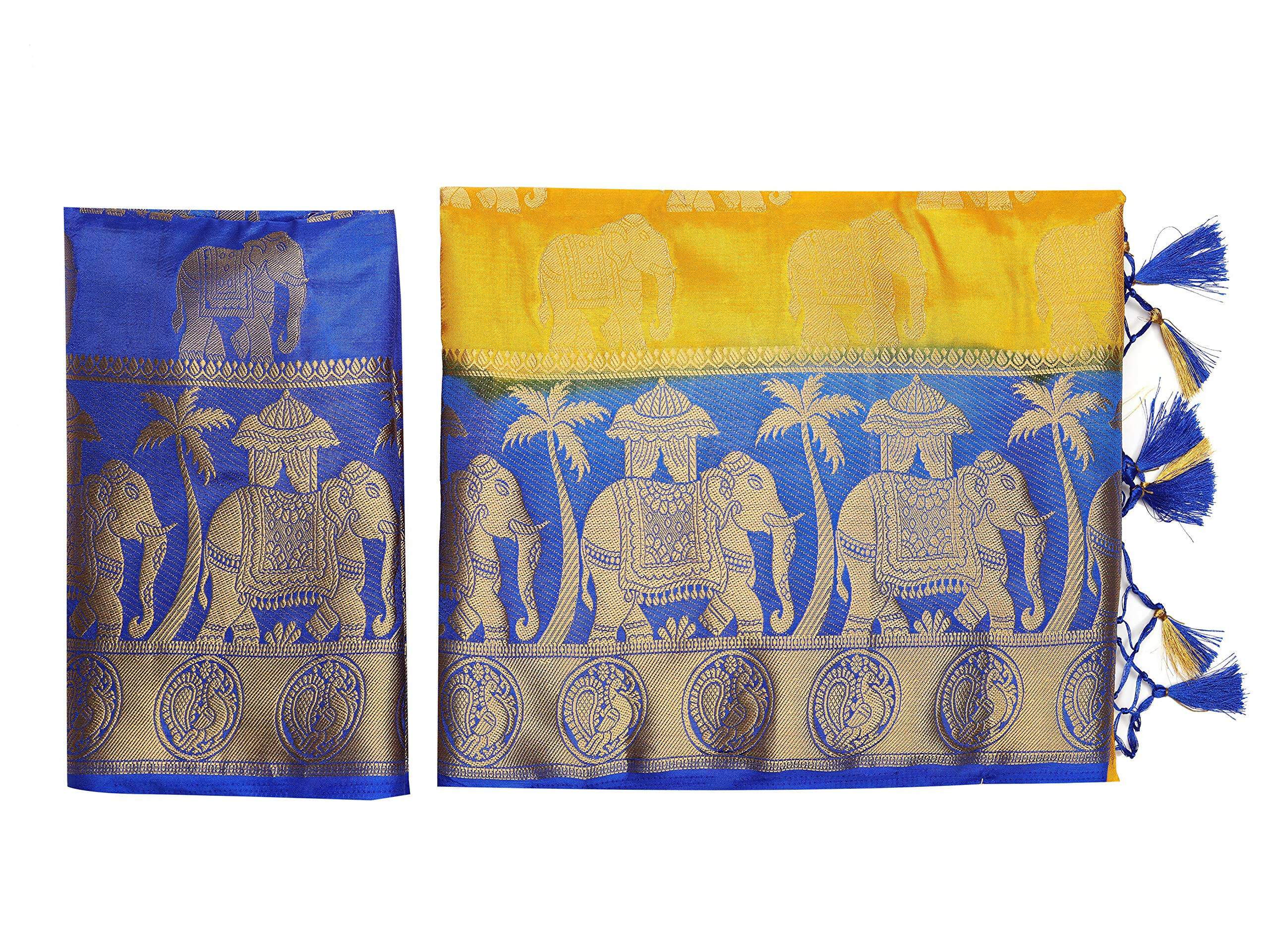 Mimosa Women's Gold Kanjivaram Art Silk Saree - Distacart