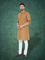 Even Apparels Men's Pure Cotton Beige Kurta
