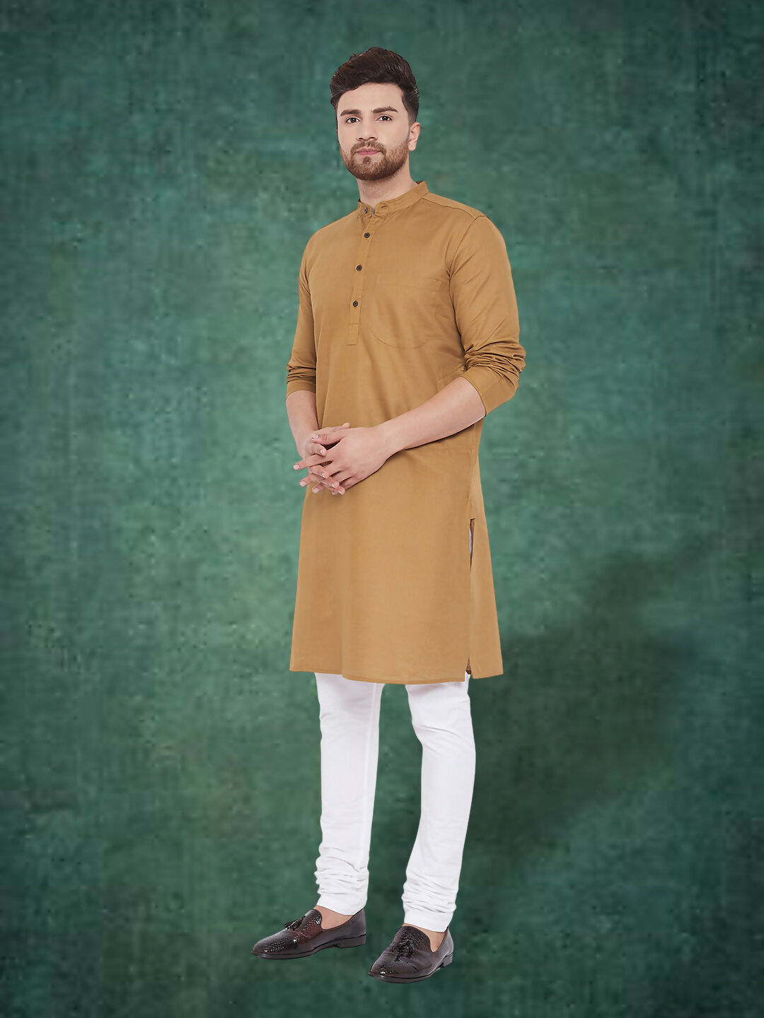 Even Apparels Men's Pure Cotton Beige Kurta