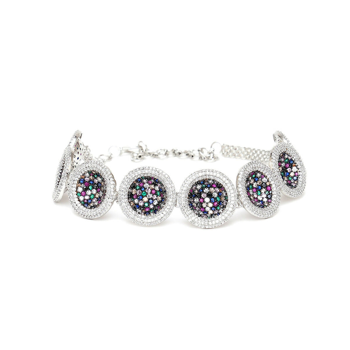 Multi Diamond and Stone Neckpiece with Studs- Ruby Raang