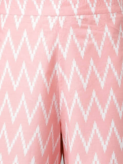 FIORRA Women's Baby Pink Cotton A-Line Kurta Set