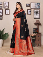 Joban Fashion Banarasi Black Small Butti Soft Silk Saree - Distacart