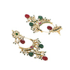 Nuyug 22K Gold Plated Crescent Kundan Drop Green Stone Chandbali Earrings - Distacart
