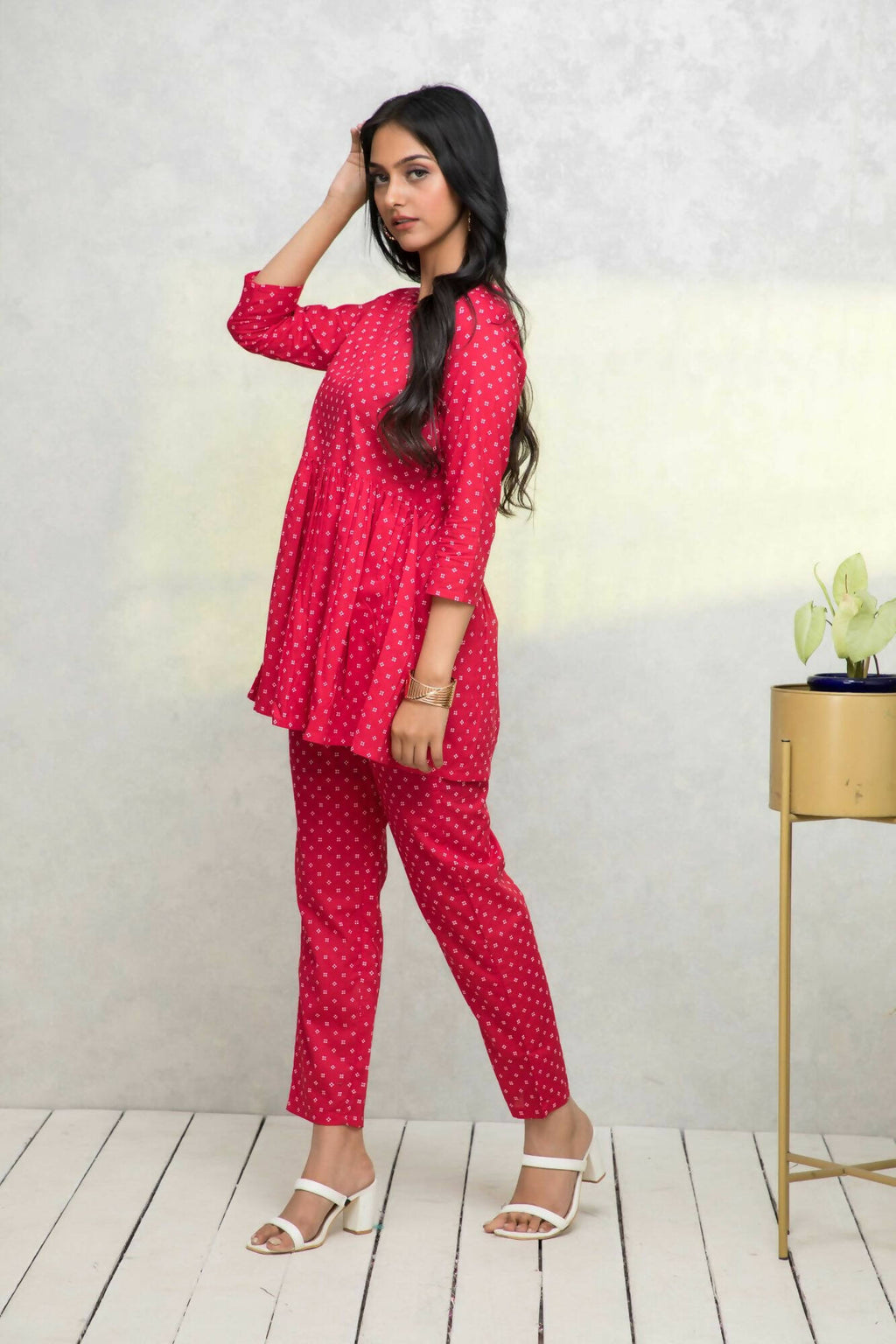 Myshka Women Red Printed Co-Ords - Distacart