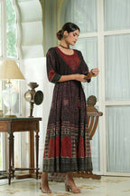 Juniper Black Georgette Festive Printed Anarkali Flared Anarkali Kurta For Women - Distacart