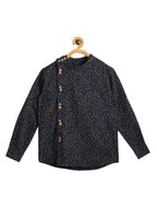 Manet Ethnic Full Sleeves Triangel Printed Shirt - Black