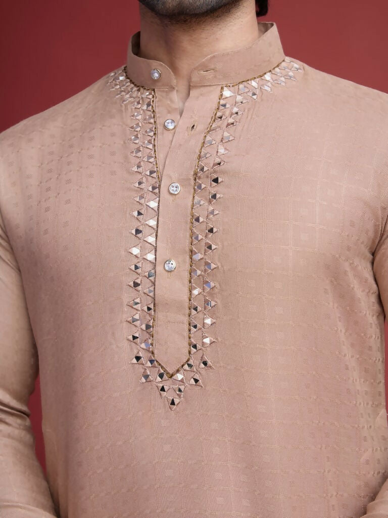 Vastranavya Exclusive Festival Wear Viscose Mirror Work on Self Weaving Kurta Only