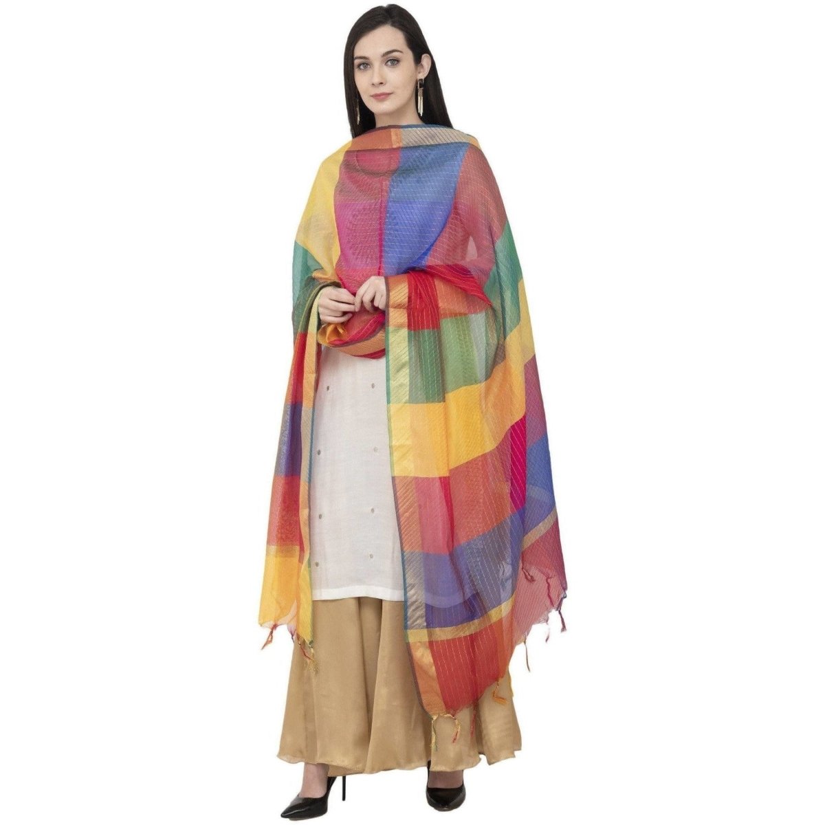 A R SILK Multi Crush Fancy Dupatta Multi Color Color Dupatta or Chunni