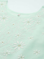 Ahalyaa Women Sea Green Floral Printed Georgette Kurta - Distacart
