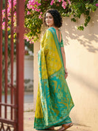 Shree Shyam Fashion Mustard Yellow Pochampally Silk Saree - Distacart