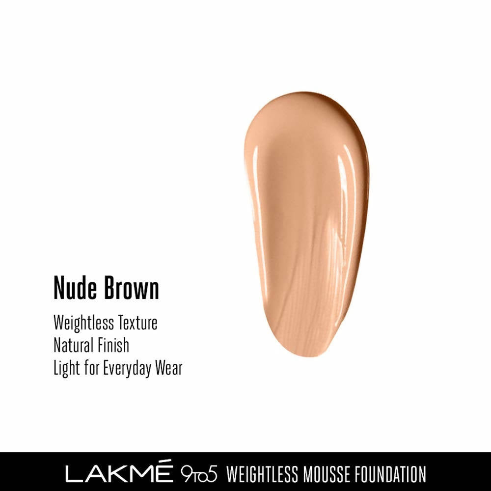 Lakme 9To5 Weightless Mousse Foundation - Nude Brown