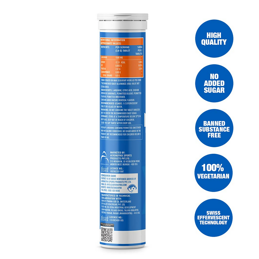 Fast&Up L-Arginine Essentials 1500 Mg & Vitalize Multivitamin Tablets - Orange Flavor - Distacart