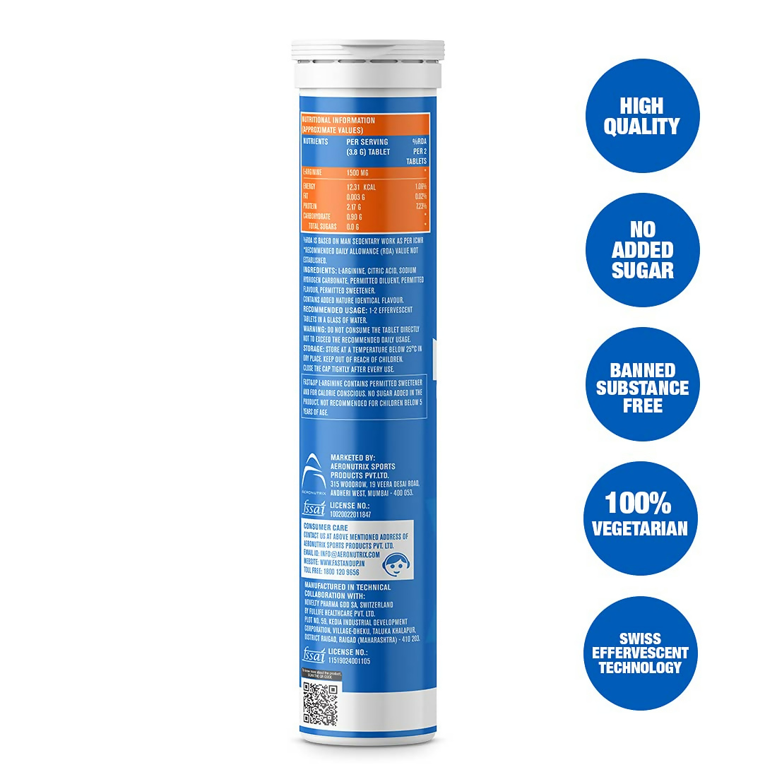 Fast&Up L-Arginine Essentials 1500 Mg & Vitalize Multivitamin Tablets - Orange Flavor - Distacart