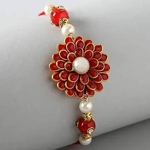 Premium Beads Flower Design Rakhi - Distacart
