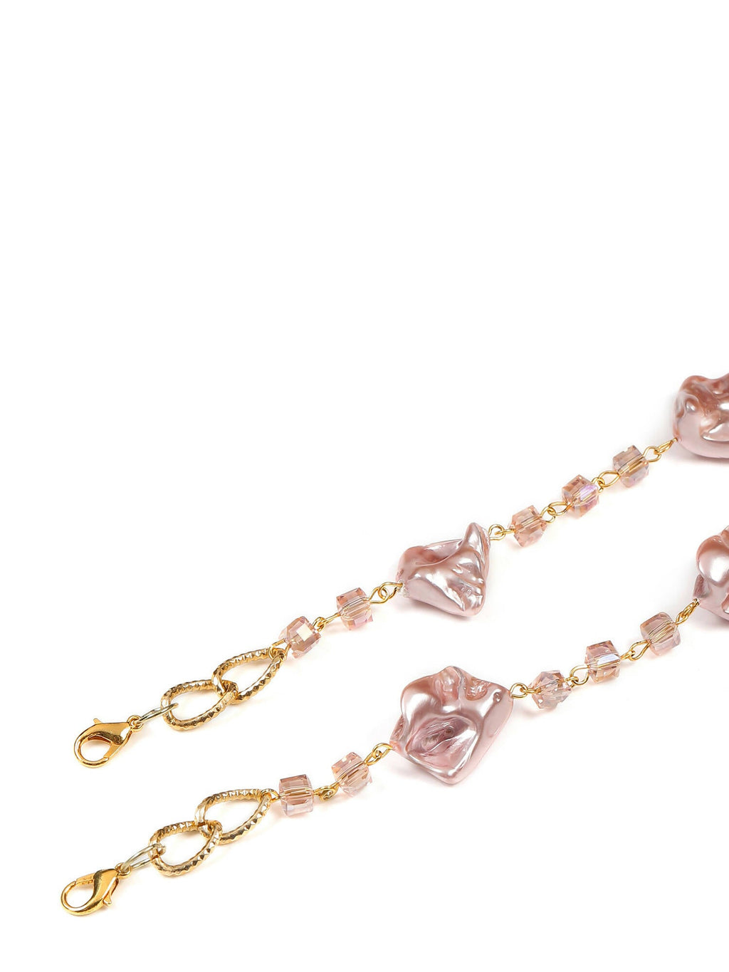 Pink Gold-Toned Embellished Mask Chain - Ruby Raang - Distacart