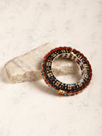 Gold-Plated Blue White Kundan Studded Pearls Beaded Bangle - Ruby Raang - Distacart