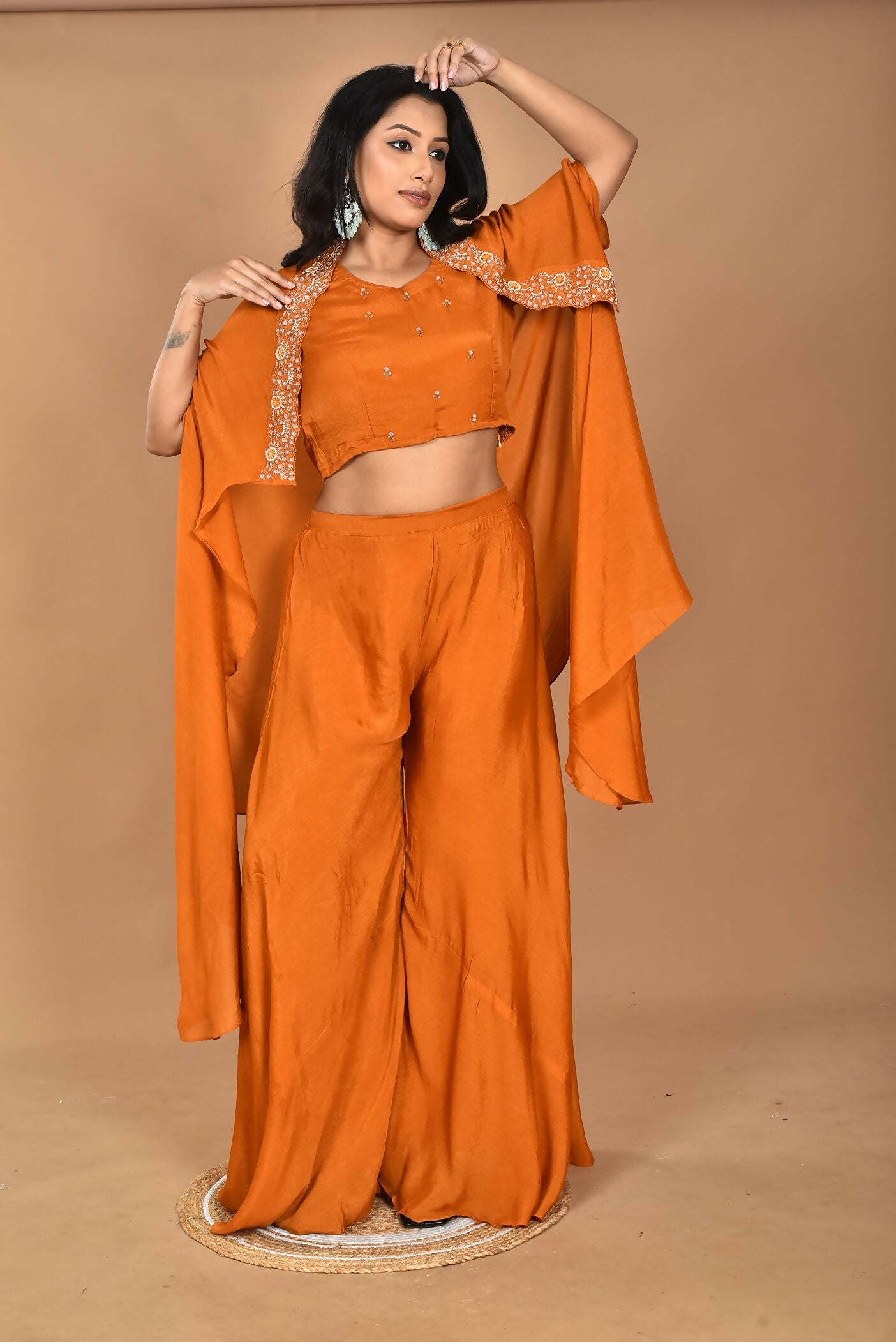 Morchari Women And Hand Embroidery Palazzo Set-Mustard