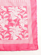 Aavyora Women's Pink Floral Cotton Kurta with Lace Detailing, with Trouser & Dupatta