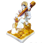 S A Gifts Marble Gold Foil Saraswati Idol